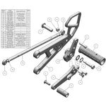 05-0448B Yamaha YZF-R6 2006-2016 Complete Rearset Kit w/ Pedals - STD Shift - Woodcraft Technologies