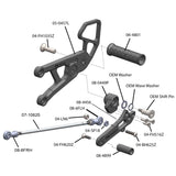 05-0457B Yamaha YZF-R6 2006-20 Complete Rearset Kit w/ Pedals - GP Shift - Woodcraft Technologies