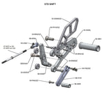 05-0502B Triumph Daytona 675 2013-17 Daytona 675R 2013-17 Complete Rearset Kit w/ Pedals - STD Shift w/o QS - Woodcraft Technologies