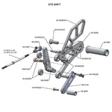 05-0502B Triumph Daytona 675 2013-17 Daytona 675R 2013-17 Complete Rearset Kit w/ Pedals - STD Shift w/o QS - Woodcraft Technologies