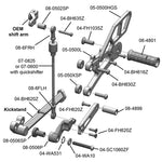 05-0508B Triumph Street Triple 2013-17 Complete Rearset Kit w/ Pedals - GP Shift w/o QS - Woodcraft Technologies