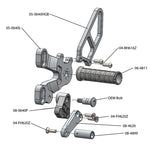 05-0640 Ducati 848 2008-11, 1098 2007-09 1198 2008-11, 848 EVO 2011-13 Rearset Black - Woodcraft Technologies