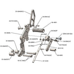 05-0660B Ducati Monster 696 2009-13, 796 2011-13,  1100 2009-10, 1100EVO 2011-13 Complete Rearset w/ Pedals - STD/GP Shift - Woodcraft Technologies